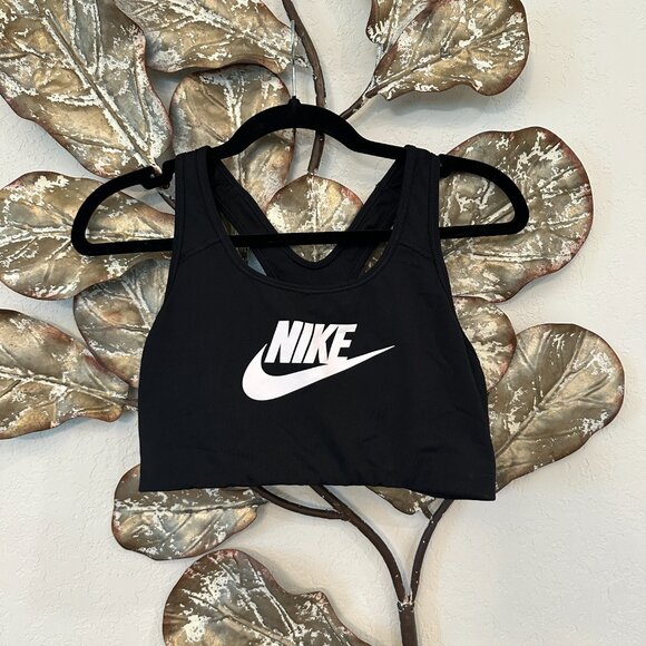 Nike Black Sports Bra Large | White Logo Dri-FIT - Picture 2 of 5